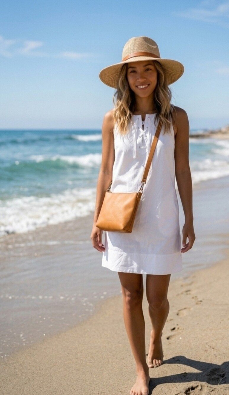 Jacob White Sleeveless Lace-Up Cotton Sundress